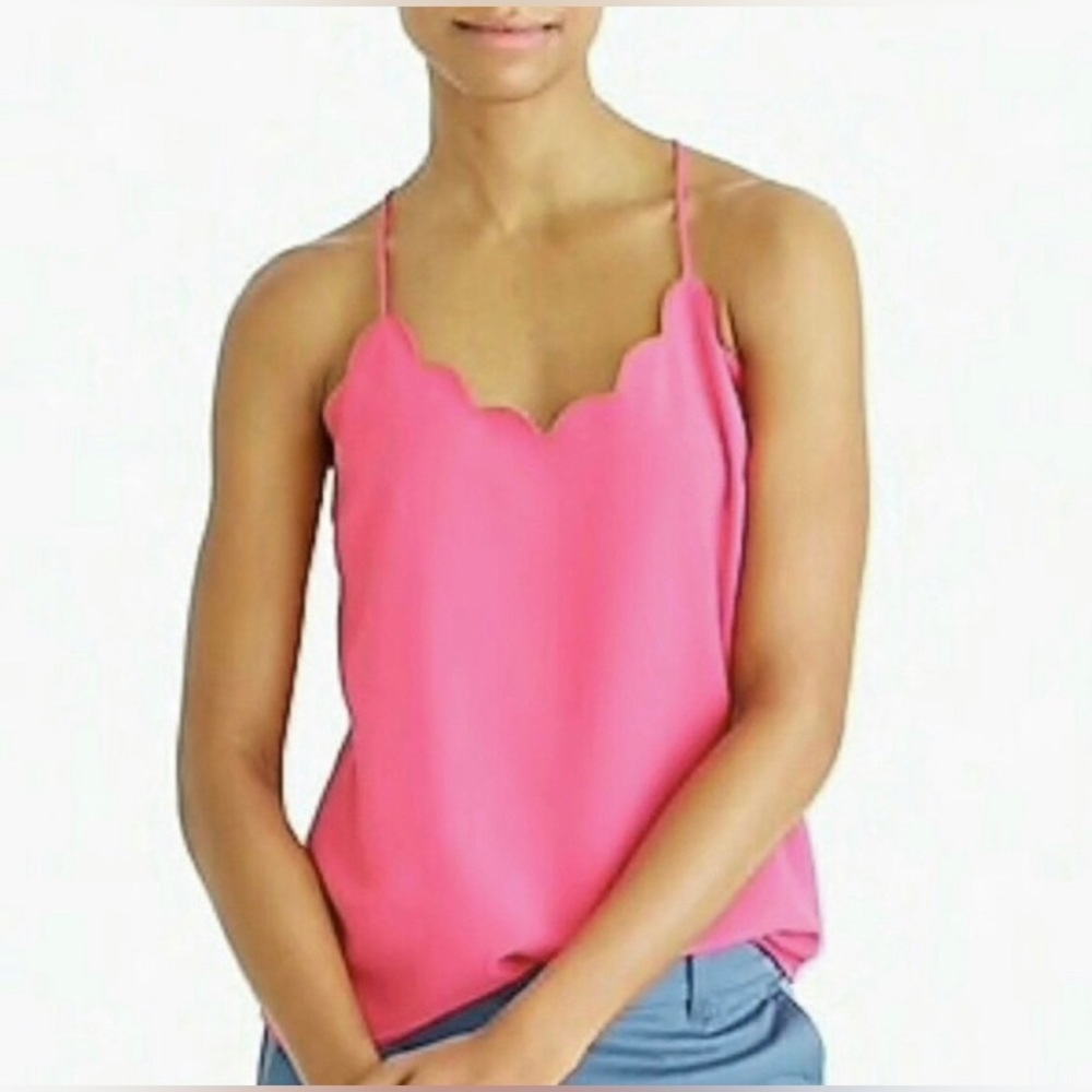 J. CREW Racerback Scalloped Hot Pink Cami